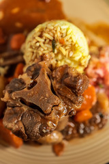 Oxtail , Rice and Sambols , a traditional South African Indian Cuisine 