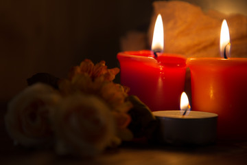 candles and rose petals