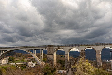 Isernia, Molise, Italy.  Santo Spirito railway bridge. View