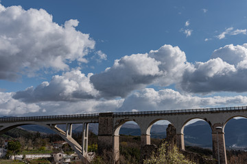 Isernia, Molise, Italy.  Santo Spirito railway bridge. View
