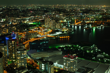 Fototapeta na wymiar Yokohama night view skyline