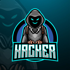 Hacker esport logo mascot design 