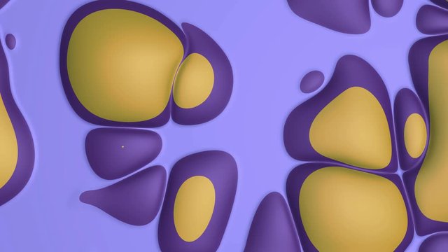 Abstract background with many different shapes that devide and collect endlessly on colorful backdrop, seamless loop. Stock animation. Process of cell devision.