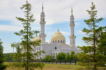 Beautiful white mosque in Bulgars. Republic of Tatarstan, Russia. Islam, religion and architecture.