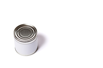 Metal can with copy space. Preservation can isolated on a white.