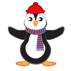 Penguin cartoon bird isolated white background.