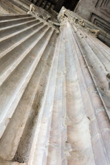 Detail of the marble colonnade of the famous Pantheon in Rome