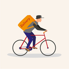 Bicycle courier concept. Ecological fast delivery service.