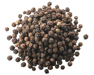 Black peppercorns pile, paths, top