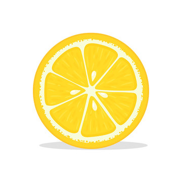 Vector yellow lemon fruit. Yellow fresh lemon slices Isolated on white background.