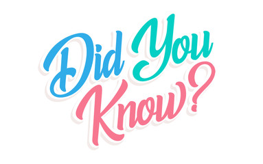 Did you know question, vector lettering, isolated illustration on white background