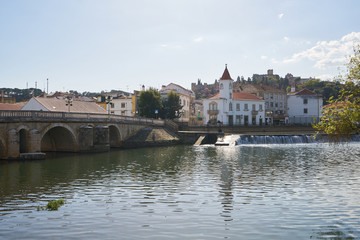 Tomar city view with Nabao river, in Portugal
