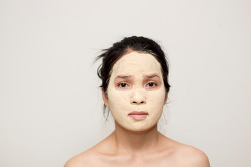 Asian women treatment with face mask skin care 