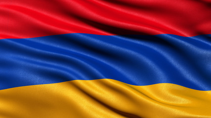3D illustration of the flag of Armenia waving in the wind.