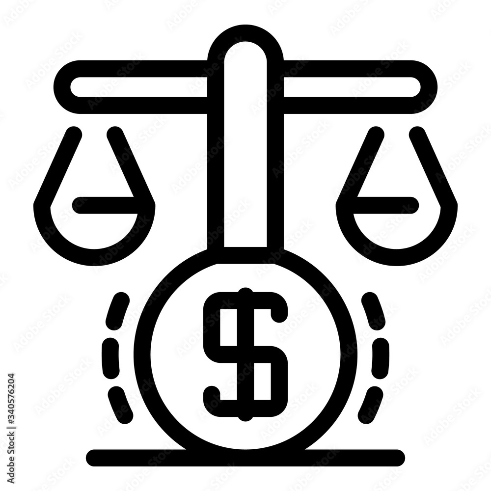 Poster scales and dollar icon. outline scales and dollar vector icon for web design isolated on white backg