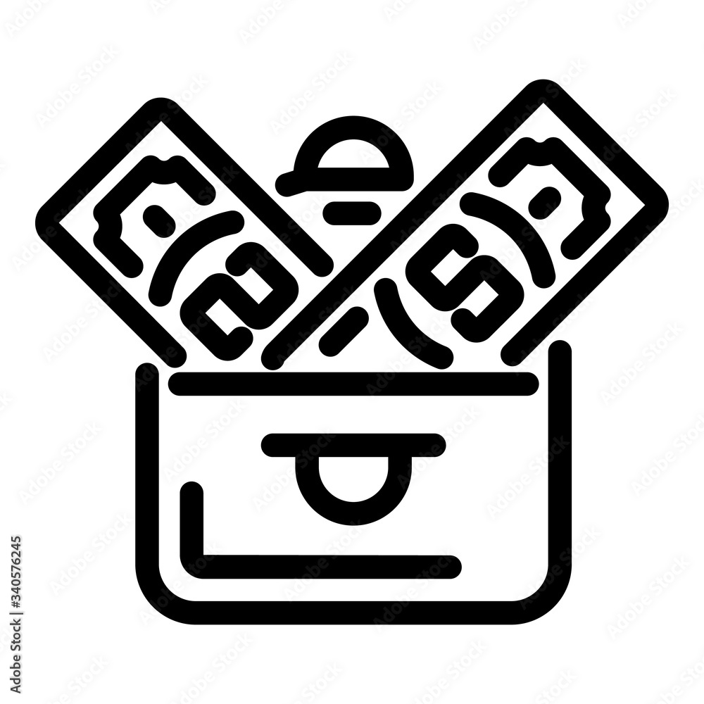 Poster wallet and dollars icon. outline wallet and dollars vector icon for web design isolated on white bac