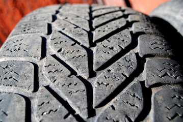 Surface of old tire close up