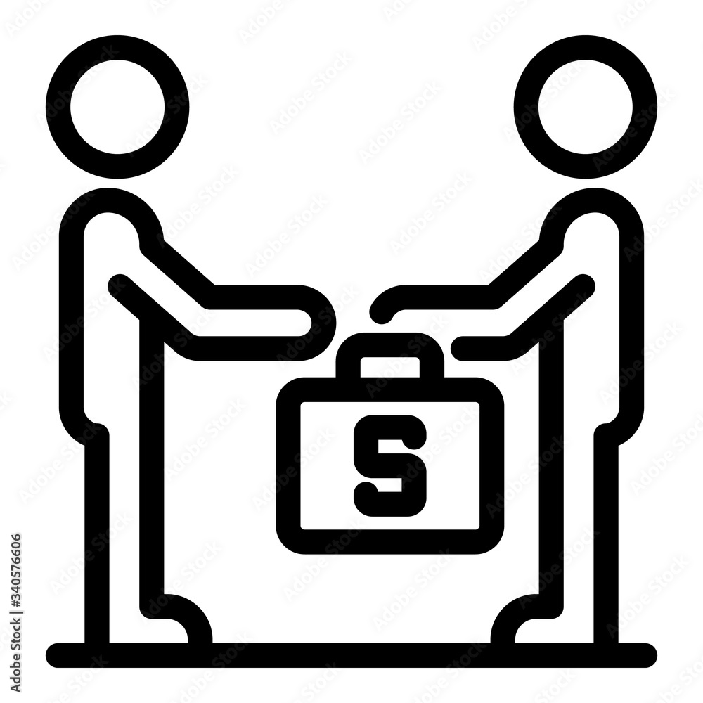Poster man passes a case with money icon. outline man passes a case with money vector icon for web design i