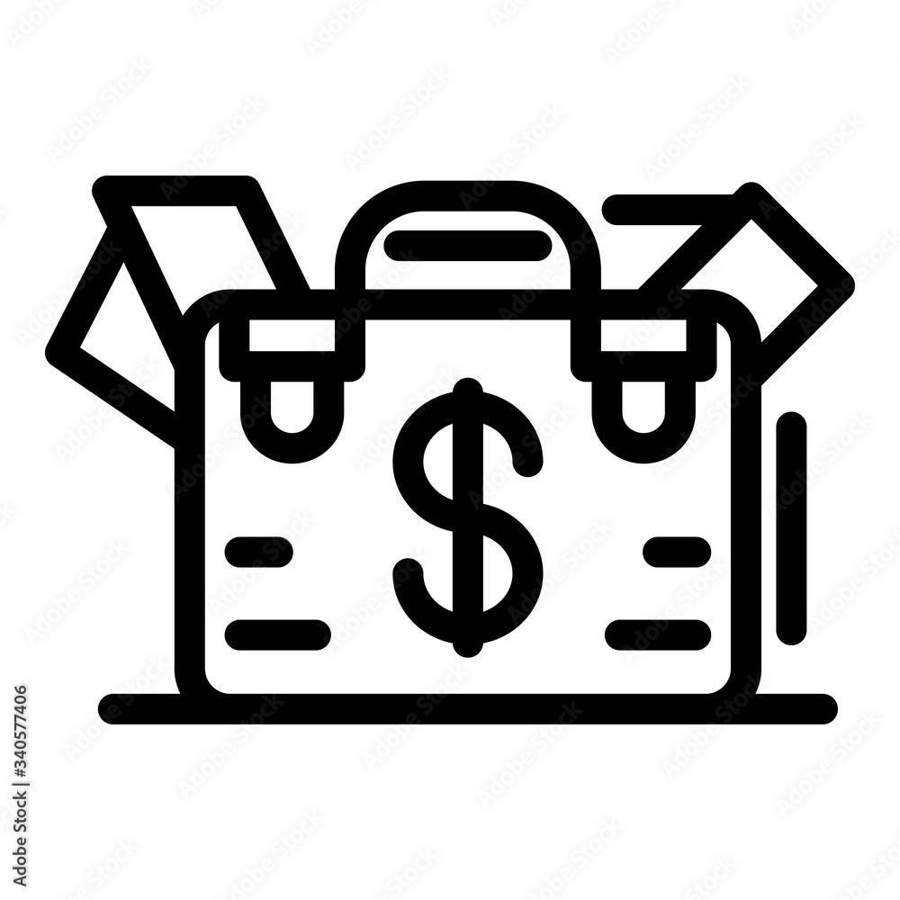 Poster case with money icon. outline case with money vector icon for web design isolated on white backgroun