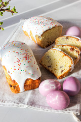 Easter cake and painted eggs