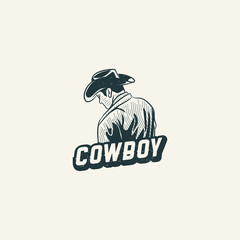 Cowboy portrait logo design Premium Vector