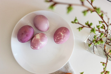 Easter cake and painted eggs