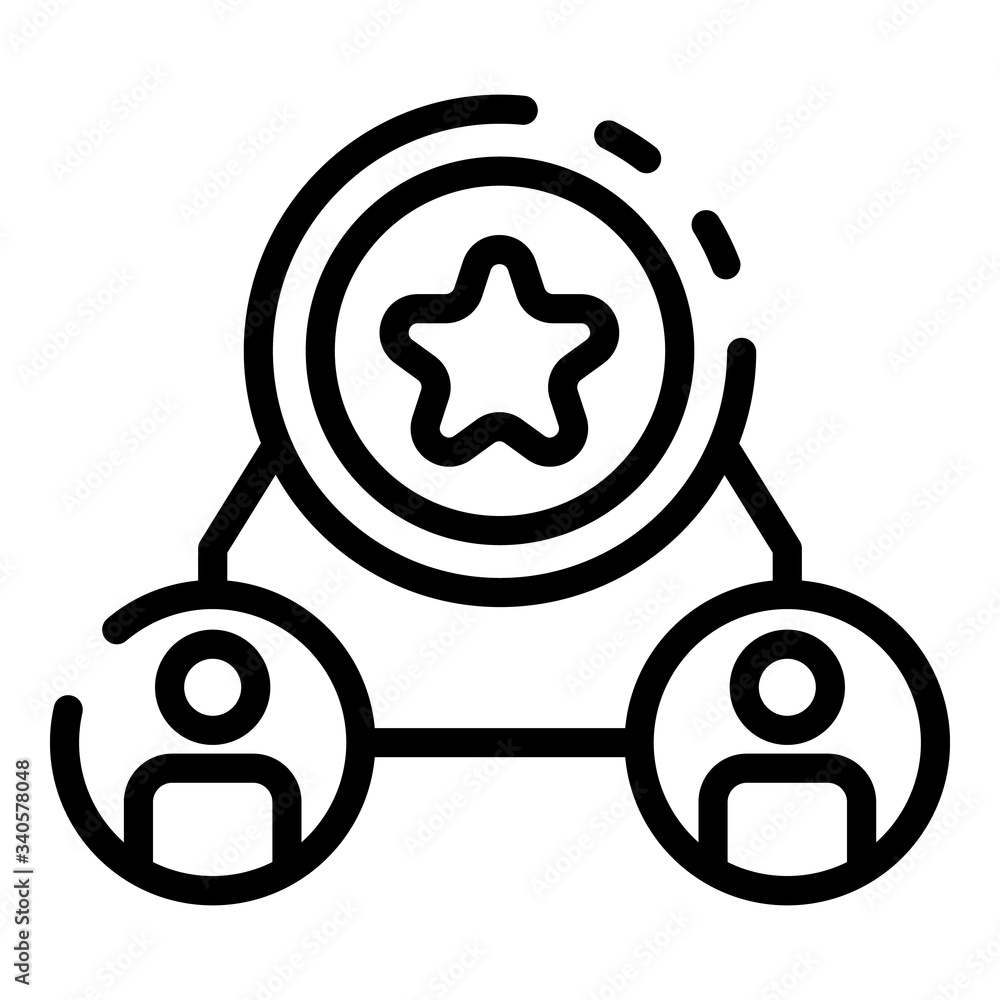 Poster star and two avatars icon. outline star and two avatars vector icon for web design isolated on white