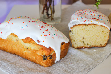 Easter cake and painted eggs