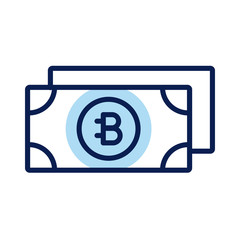 bitecoin bills crypto currency line style icon