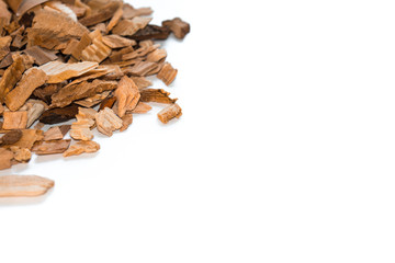 wood chips alder isolate on a white background scattered shavings sawdust