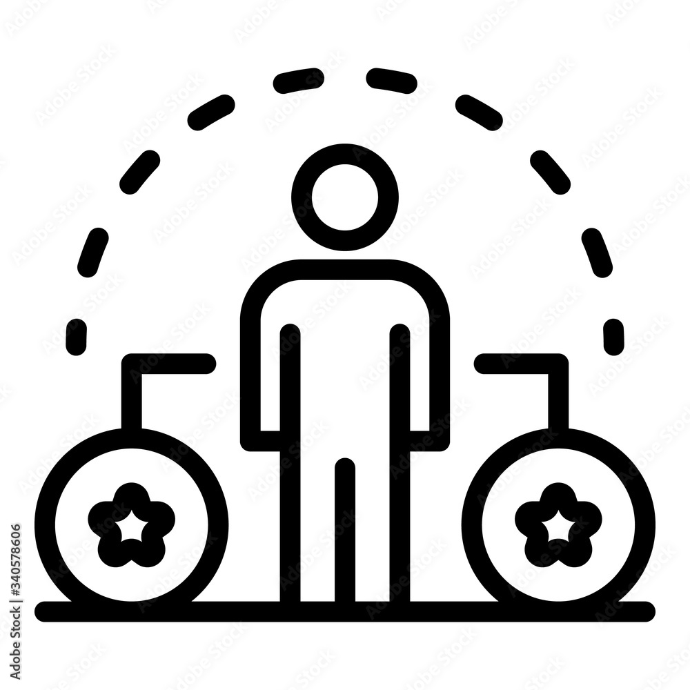 Poster man and two stars in a circle icon. outline man and two stars in a circle vector icon for web design