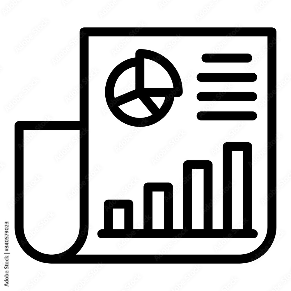 Poster charts in a document icon. outline charts in a document vector icon for web design isolated on white