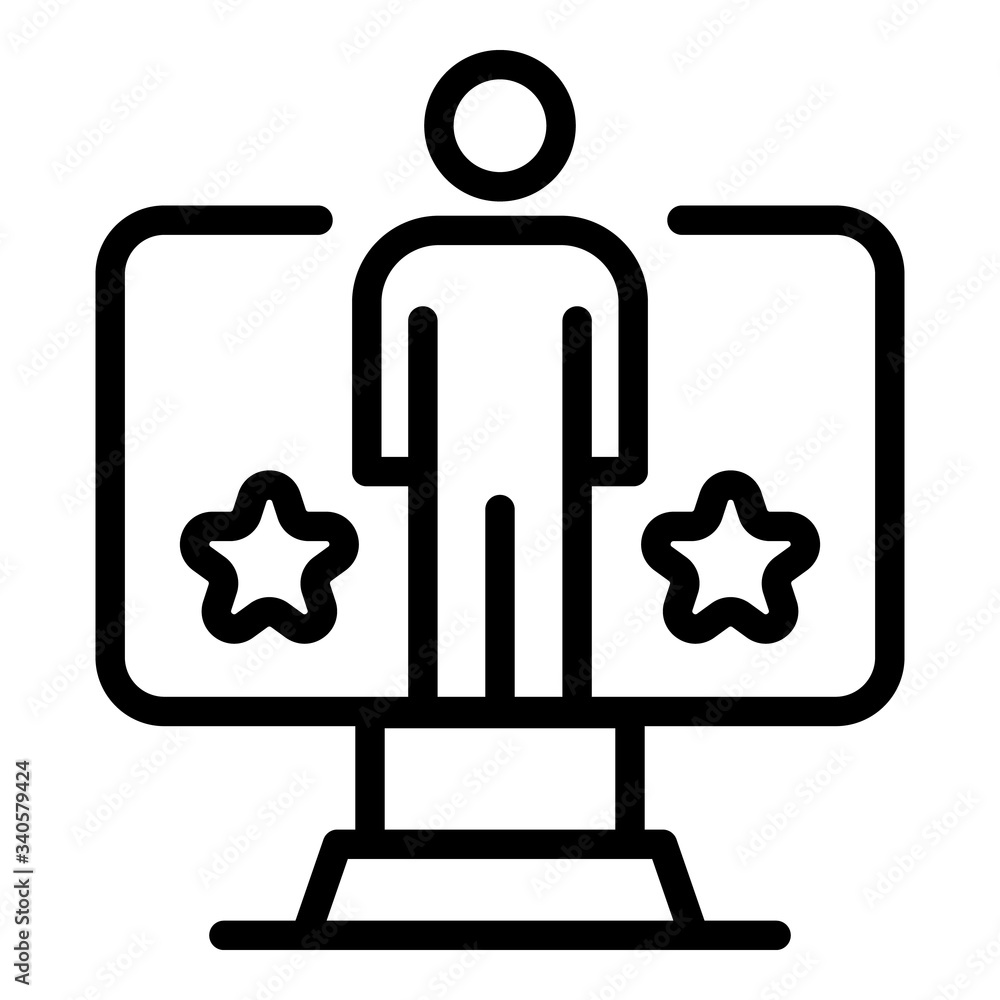 Poster man and stars on the screen icon. outline man and stars on the screen vector icon for web design iso