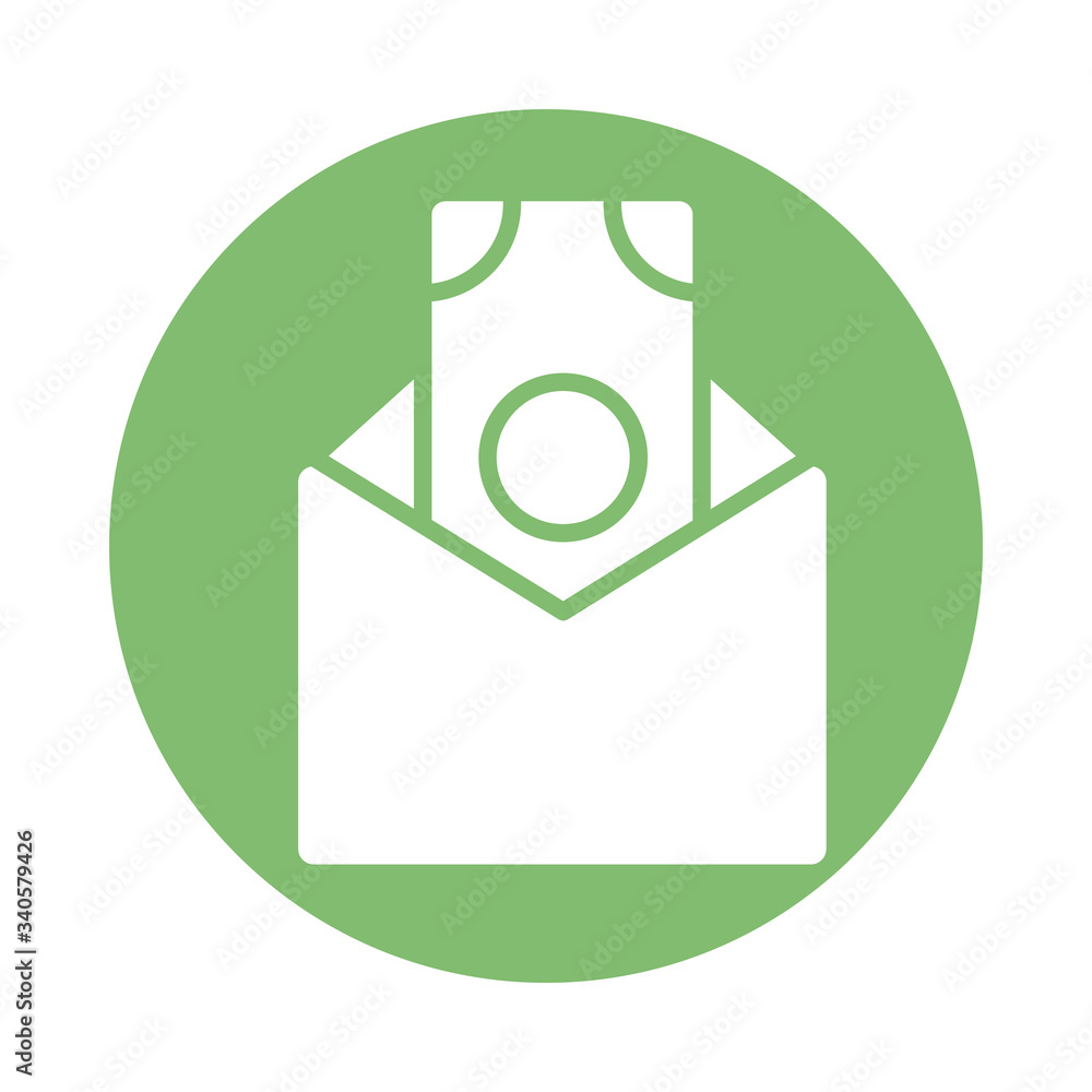 Poster bill in envelope mail block style icon