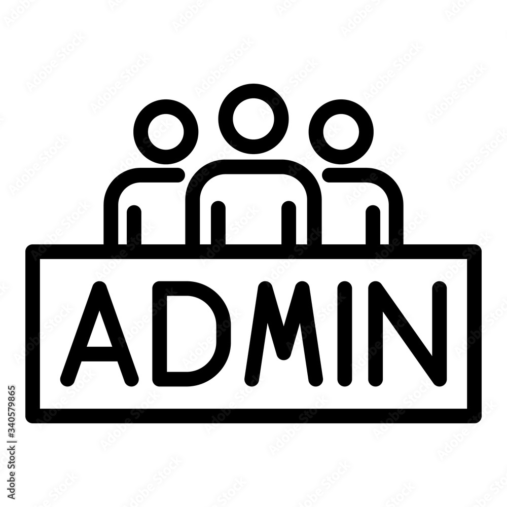 Poster three persons admin icon. outline three persons admin vector icon for web design isolated on white b