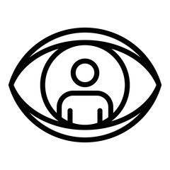 The man inside the eye icon. Outline man inside the eye vector icon for web design isolated on white background
