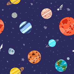Cosmic fabric for kids. Cute design for kids 
