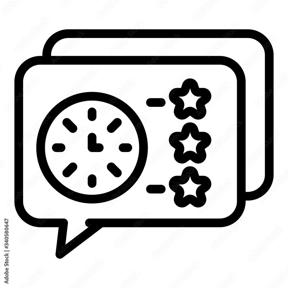 Poster clock in chat bubble icon. outline clock in chat bubble vector icon for web design isolated on white