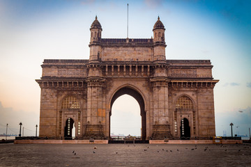 Fototapeta na wymiar Gateway of India, Mumbai, Maharashtra, India. The most popular tourist attraction, it is the unofficial icon of the city of Mumbai. People from around the world come to visit this monument every year.