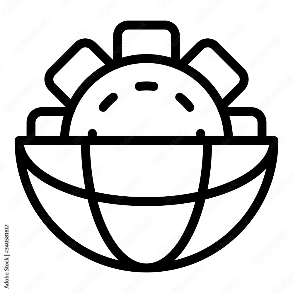 Poster gear and globe icon. outline gear and globe vector icon for web design isolated on white background
