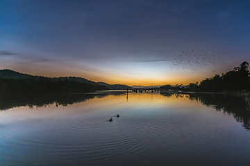 Birds and Soft High Cloud - Dawn over the Bay