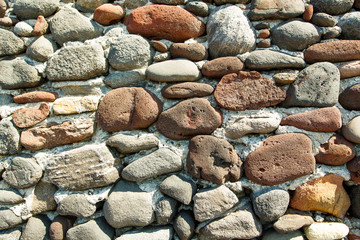 stone wall with blue sky for background or texture