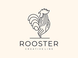 Fototapeta premium rooster line art logo ilustration