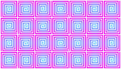 seamless pattern, simple repeating pattern with squares, rectangular screwing pattern, purple cyan gradient