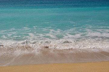 Scenic View Of Sea Against Clear Sky.