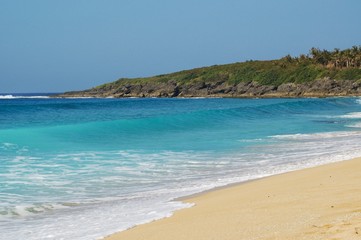 Scenic View Of Sea Against Clear Sky.