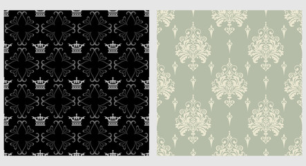 Seamless pattern, background in vintage style. Wallpaper endless texture for your design: fabric, textile, wrapping paper. Vector set