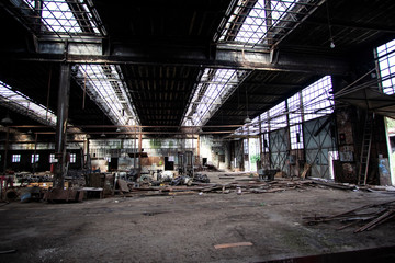 old abandoned train factory. retro industrial 