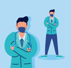 doctors with face masks and stethoscopes