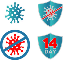 Coronavirus COVID-19 symbol. Icon. Prevention of covid. Global pandemic alert. Isolated vector illustration.